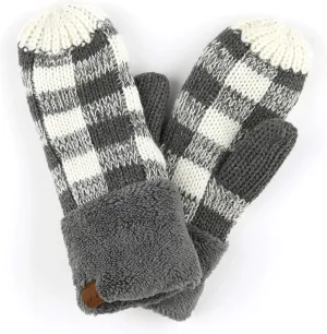 C.C CC Super Thick Fuzzy Fleeced Lined Warm Winter Knitted Mittens Gloves