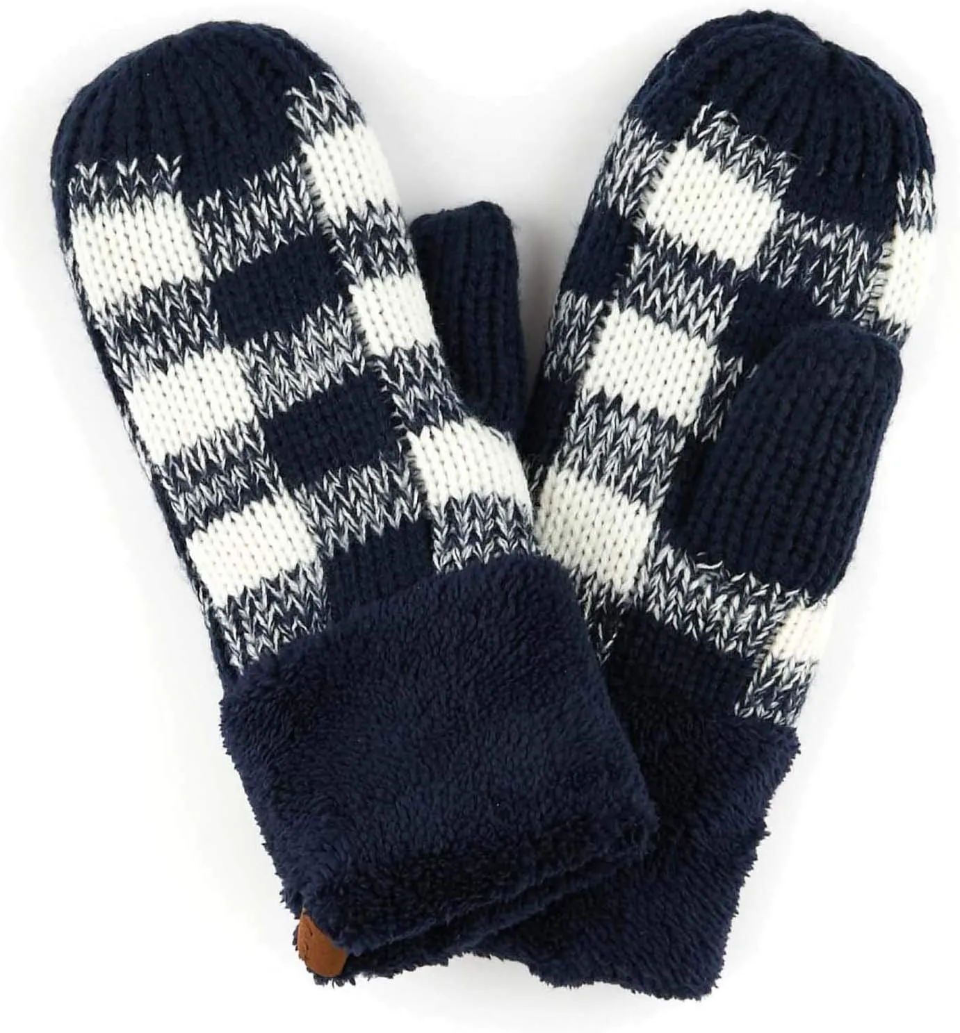 C.C CC Super Thick Fuzzy Fleeced Lined Warm Winter Knitted Mittens Gloves