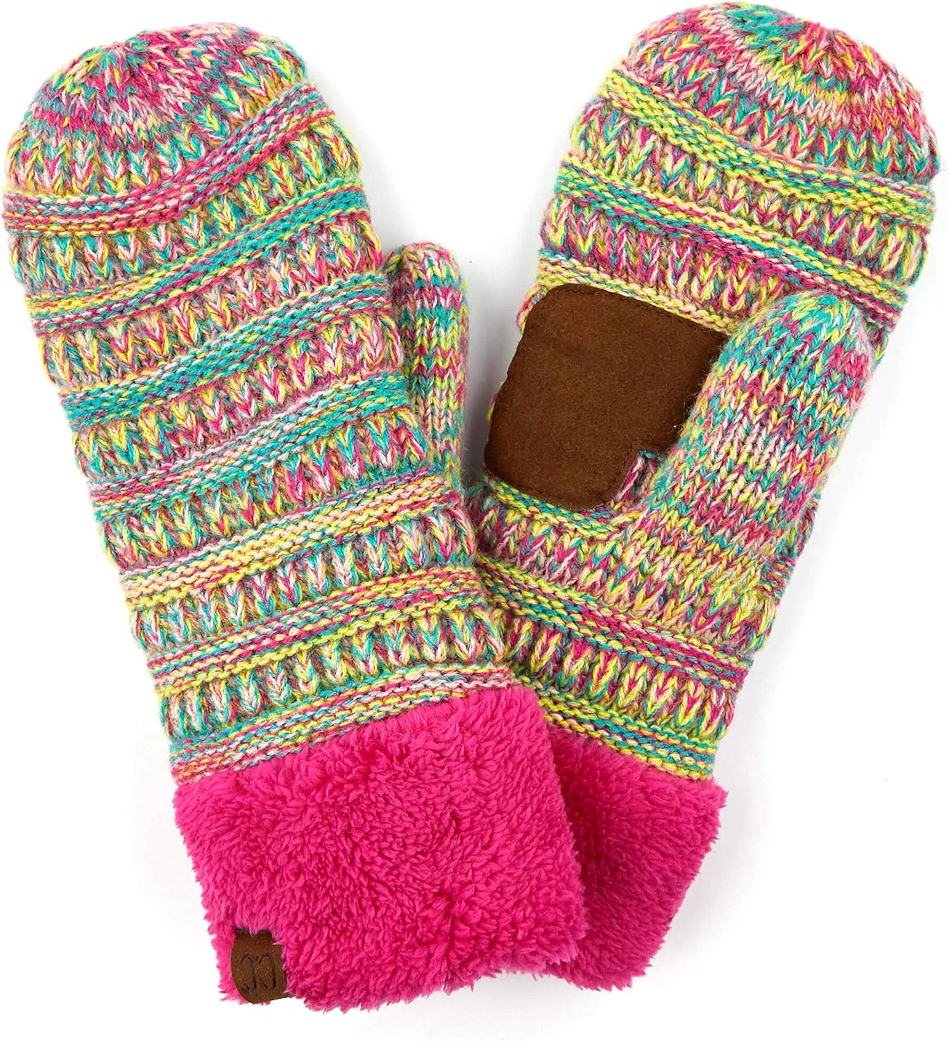 C.C CC Super Thick Fuzzy Fleeced Lined Warm Winter Knitted Mittens Gloves