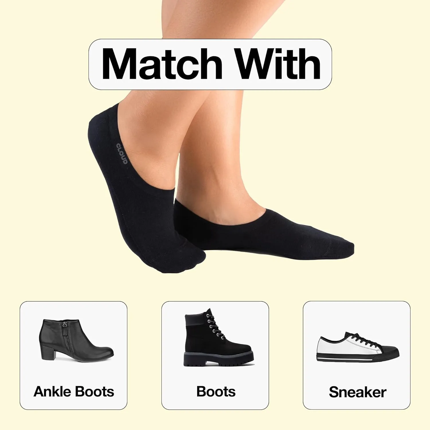Cloud Ankle Socks for Women & Men - Thin Comfortable Non Slip Invisible Low Cut Cotton No Show Socks for Casual & Formal Wear