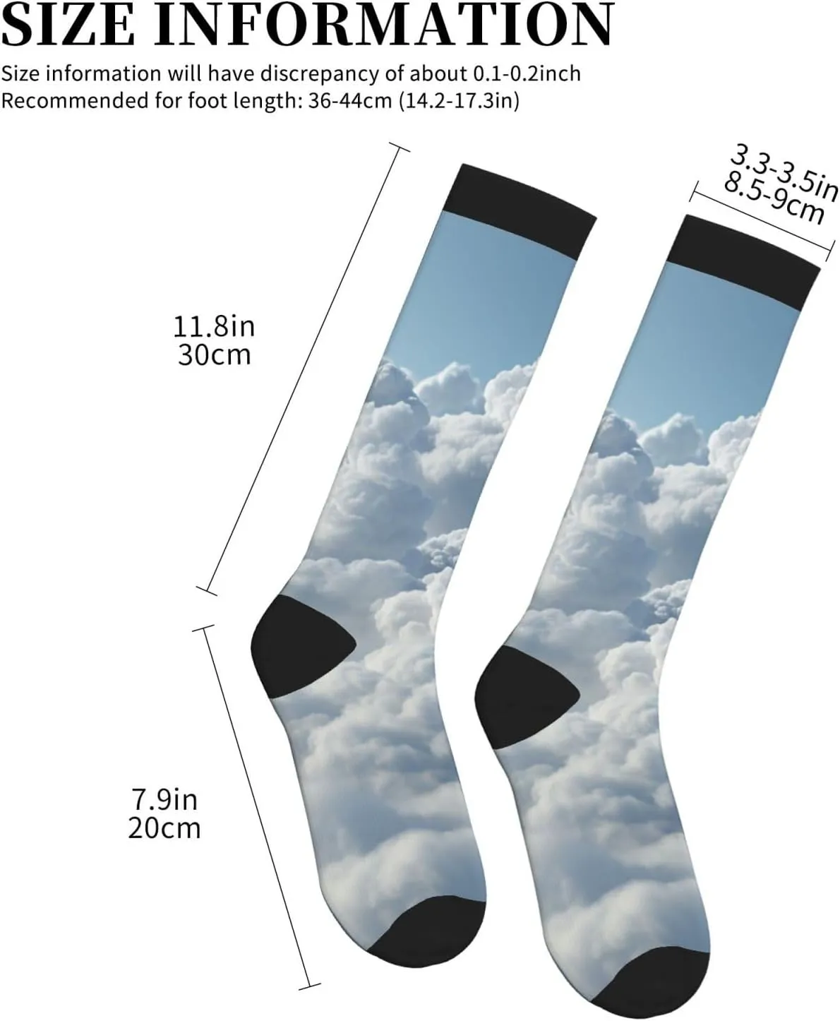 Cloudy Sky Print Circulation Compression Socks For Plantar Fasciitis Edema And Post Surgery