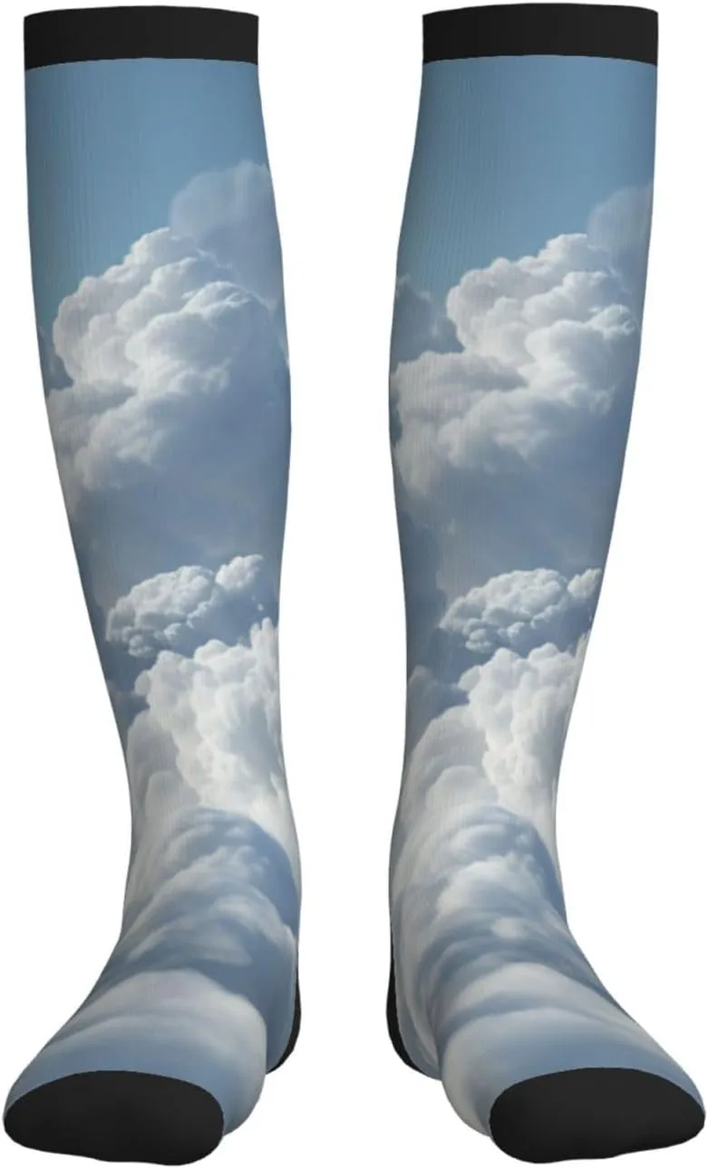 Cloudy Sky Print Circulation Compression Socks For Plantar Fasciitis Edema And Post Surgery