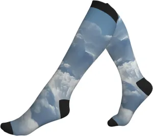 Cloudy Sky Print Circulation Compression Socks For Plantar Fasciitis Edema And Post Surgery