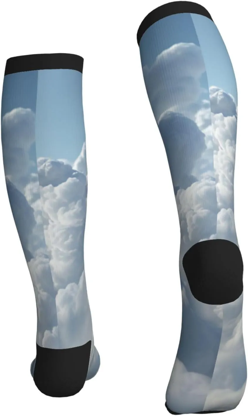 Cloudy Sky Print Circulation Compression Socks For Plantar Fasciitis Edema And Post Surgery
