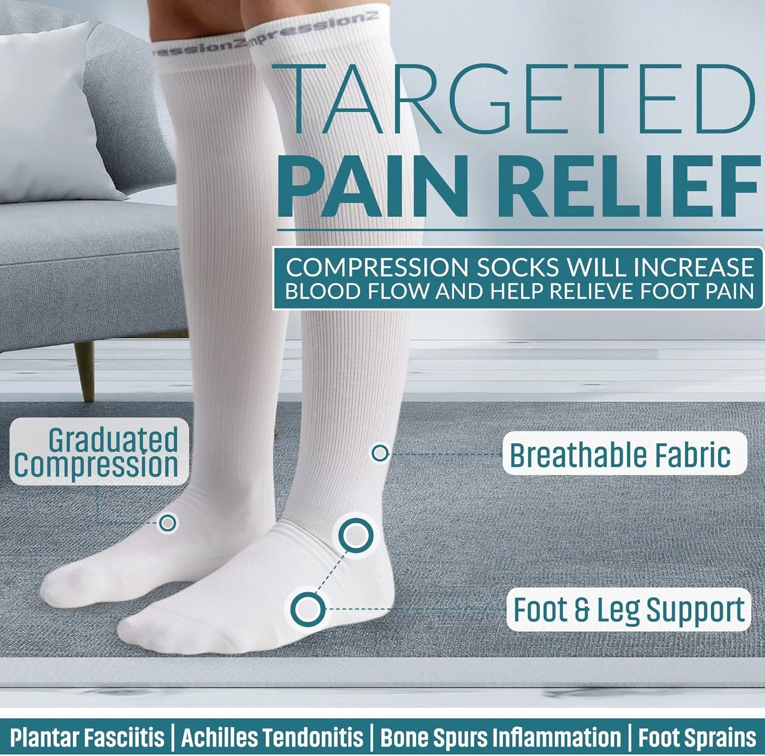 CompressionZ 30-40 mmHg Knee High Compression Socks Men & Women | Support Stockings for Travel, Nurses and Athletes