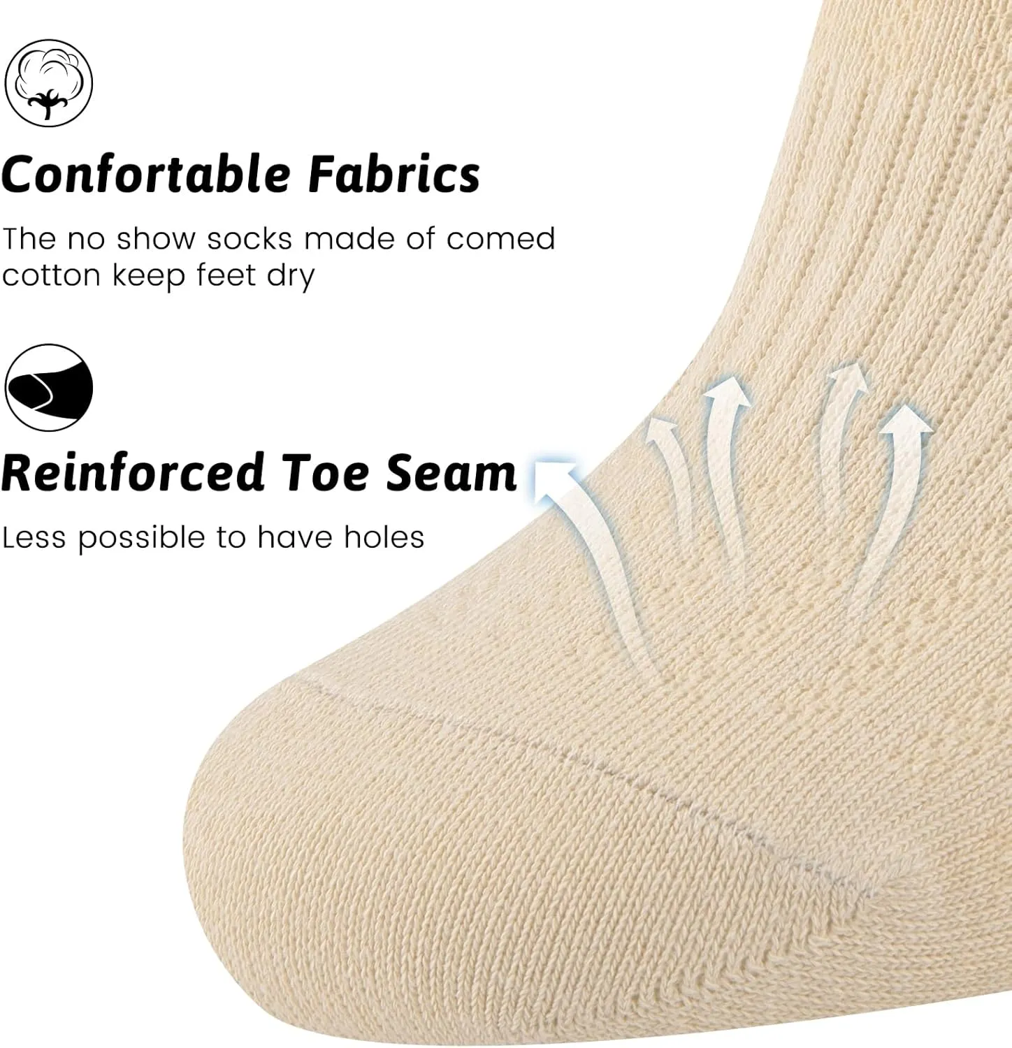 COOVAN No Show Socks Womens 7 Paris Cotton Low Cut Non Slip Casua Invisible Short Thin Boat Liner Socks
