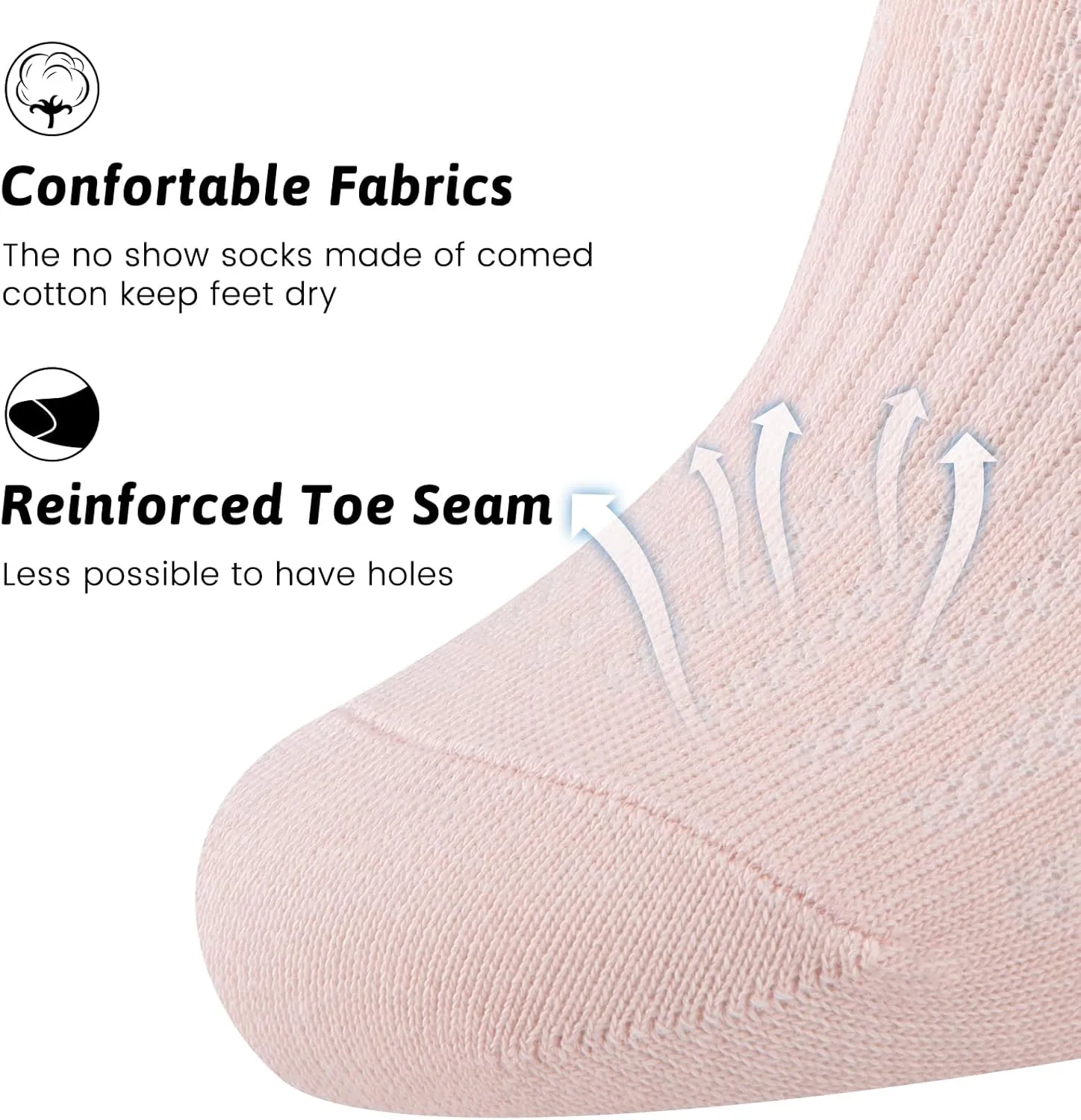 COOVAN No Show Socks Womens 7 Paris Cotton Low Cut Non Slip Casua Invisible Short Thin Boat Liner Socks