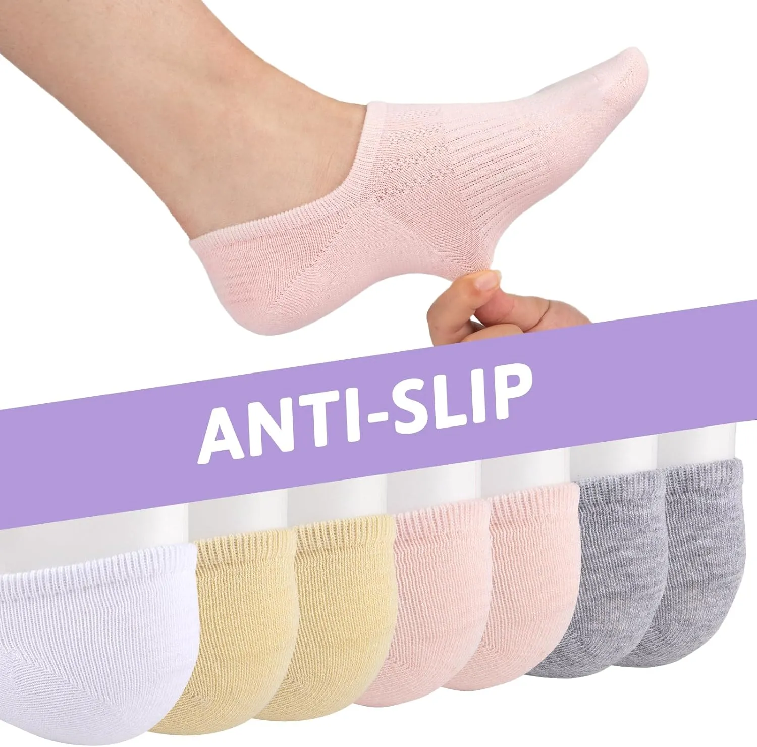 COOVAN No Show Socks Womens 7 Paris Cotton Low Cut Non Slip Casua Invisible Short Thin Boat Liner Socks