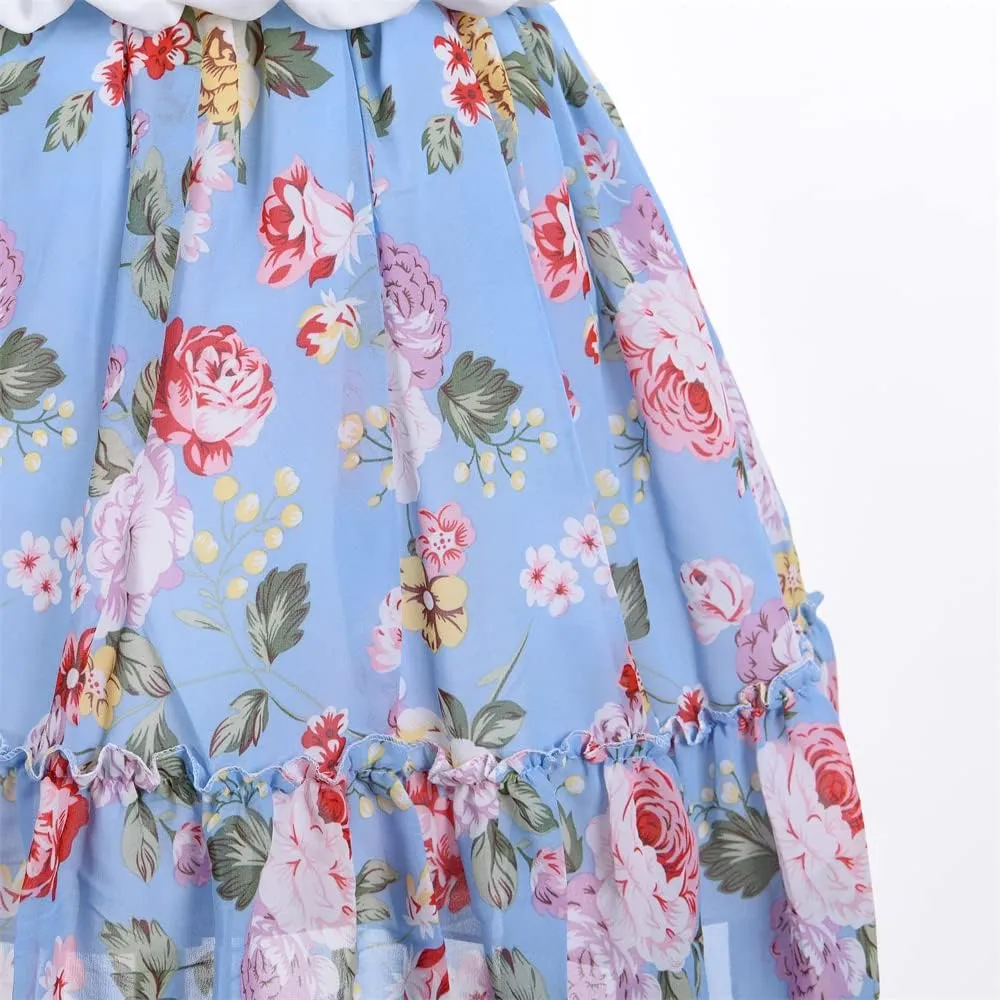 Cosplay Life Floral Dress for Girls and Young Adults Fashion Flower Waistline Kids Party Festival Dress Ages 2-6 Years Old