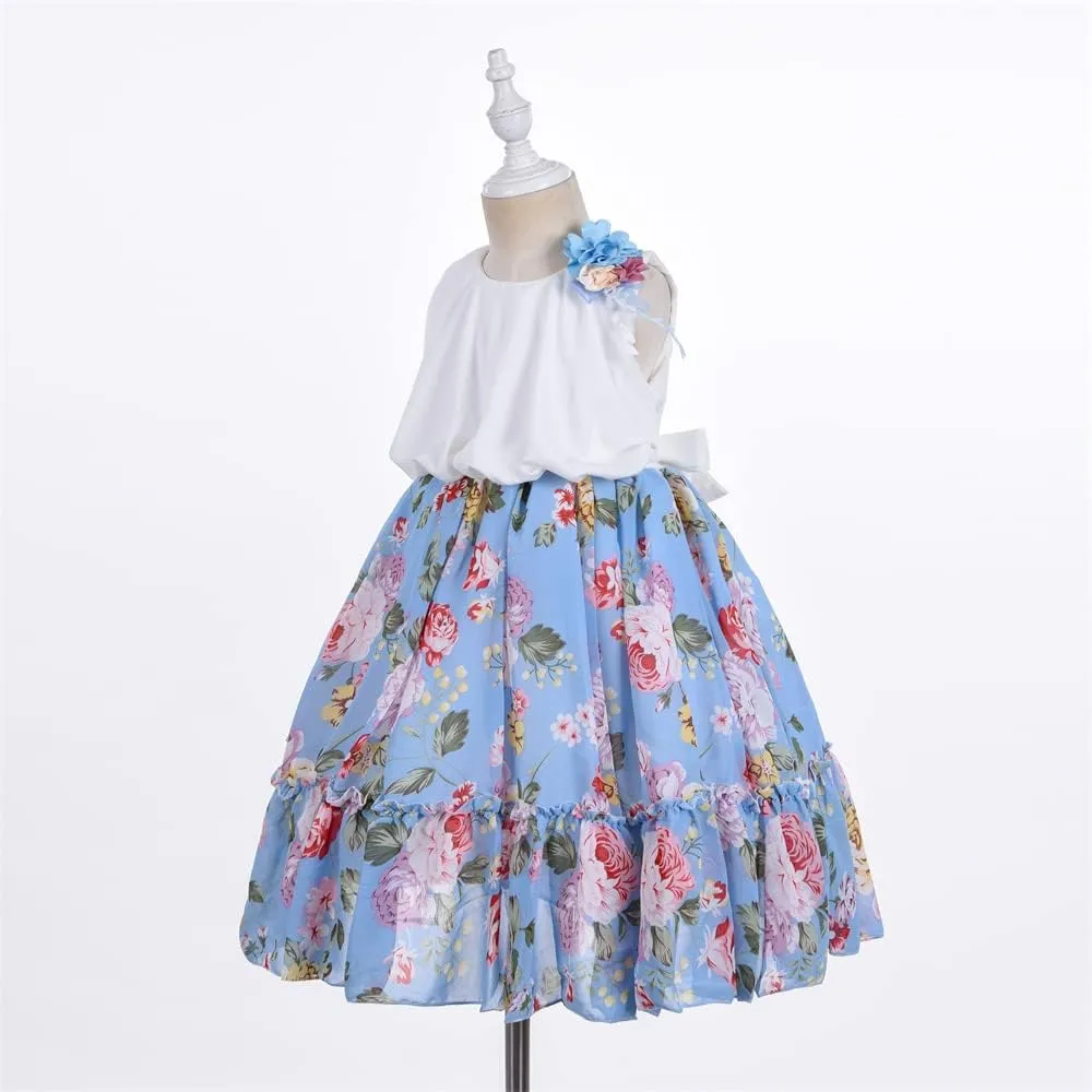 Cosplay Life Floral Dress for Girls and Young Adults Fashion Flower Waistline Kids Party Festival Dress Ages 2-6 Years Old