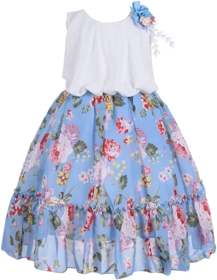 Cosplay Life Floral Dress for Girls and Young Adults Fashion Flower Waistline Kids Party Festival Dress Ages 2-6 Years Old