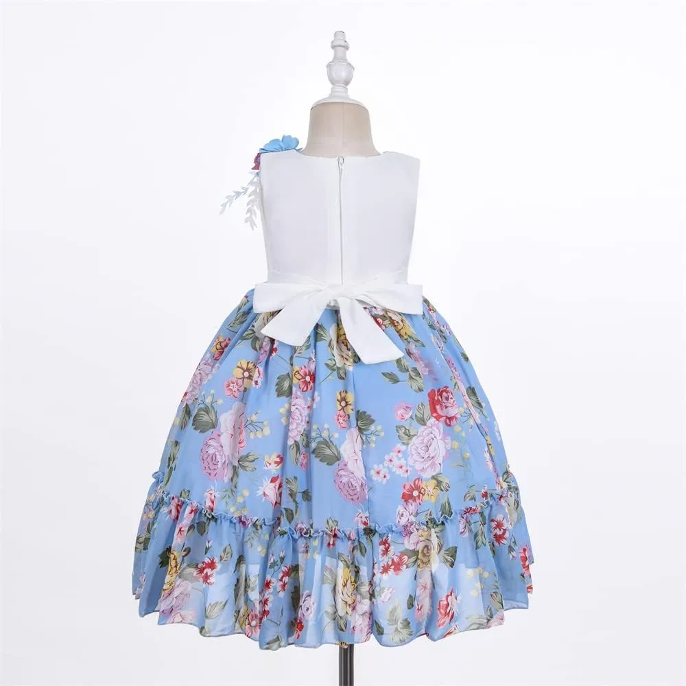 Cosplay Life Floral Dress for Girls and Young Adults Fashion Flower Waistline Kids Party Festival Dress Ages 2-6 Years Old