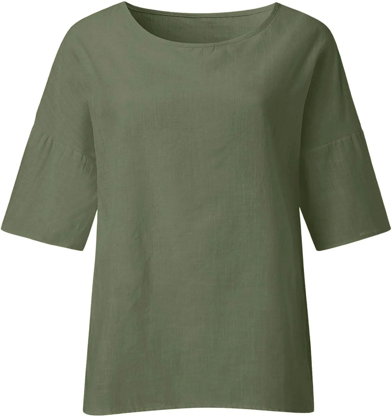 Cotton Linen Shirt Women Summer Half Sleeve Tops Solid Color Blouses Tunic Casual Loose Fitted Blouse 2025