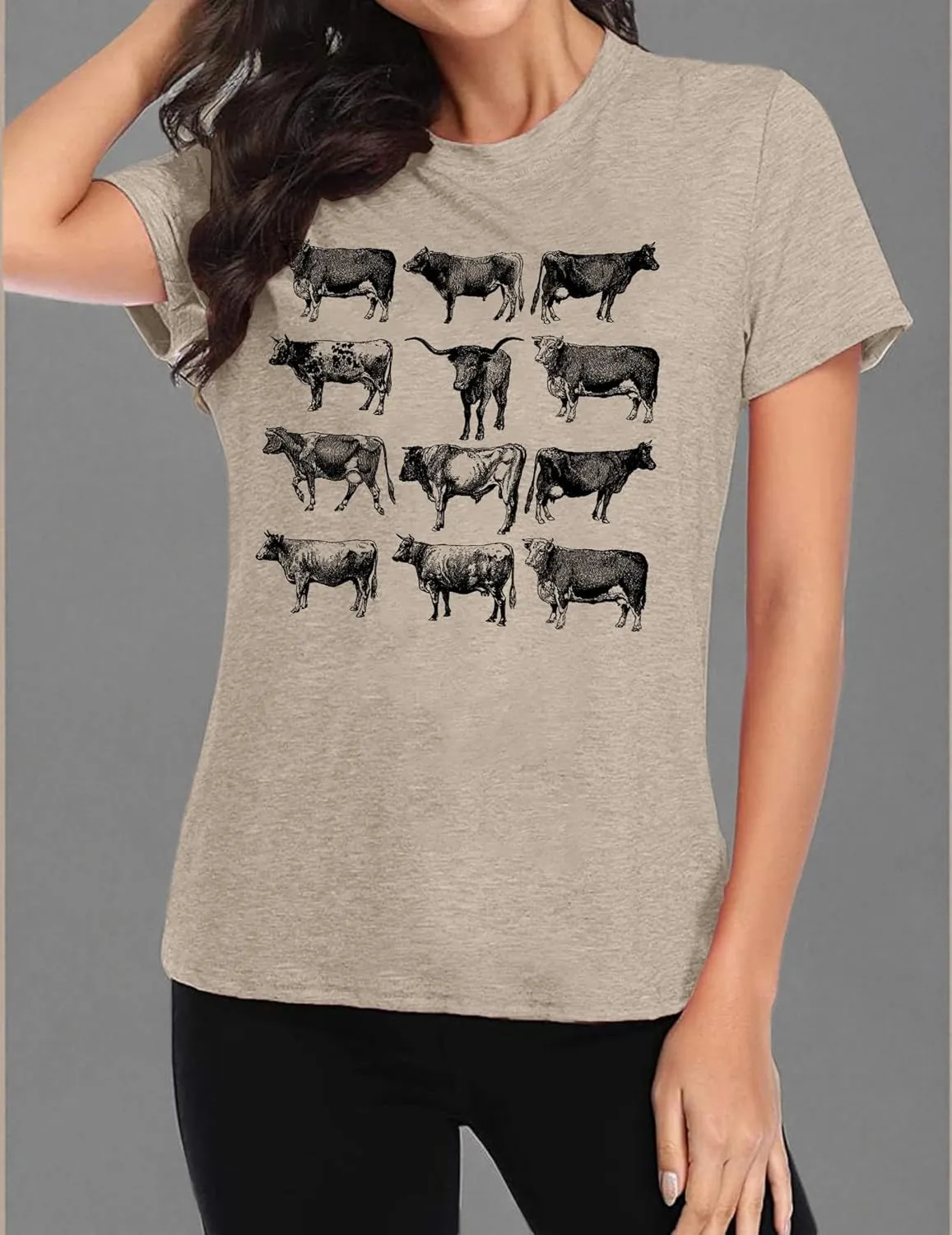 Cow Shirts Women Cattle Cowgirl T-Shirt Funny Animal Graphic Tee Vintage Western T Shirt Farm Life Tops