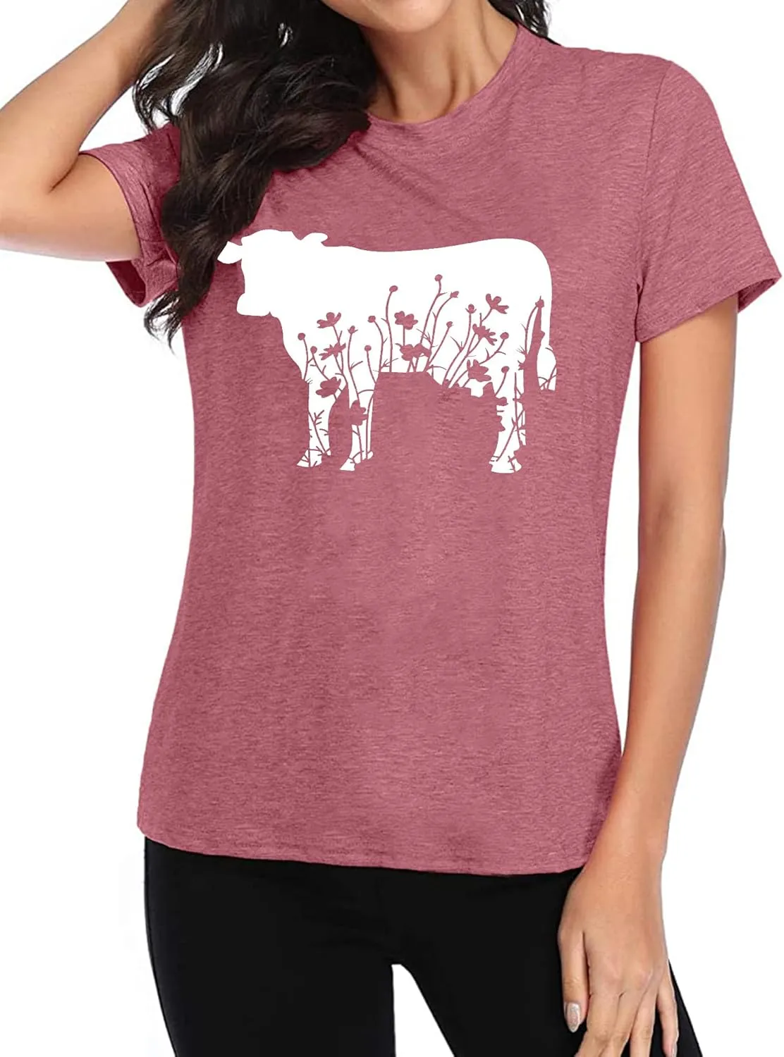 Cow Shirts Women Cattle Cowgirl T-Shirt Funny Animal Graphic Tee Vintage Western T Shirt Farm Life Tops