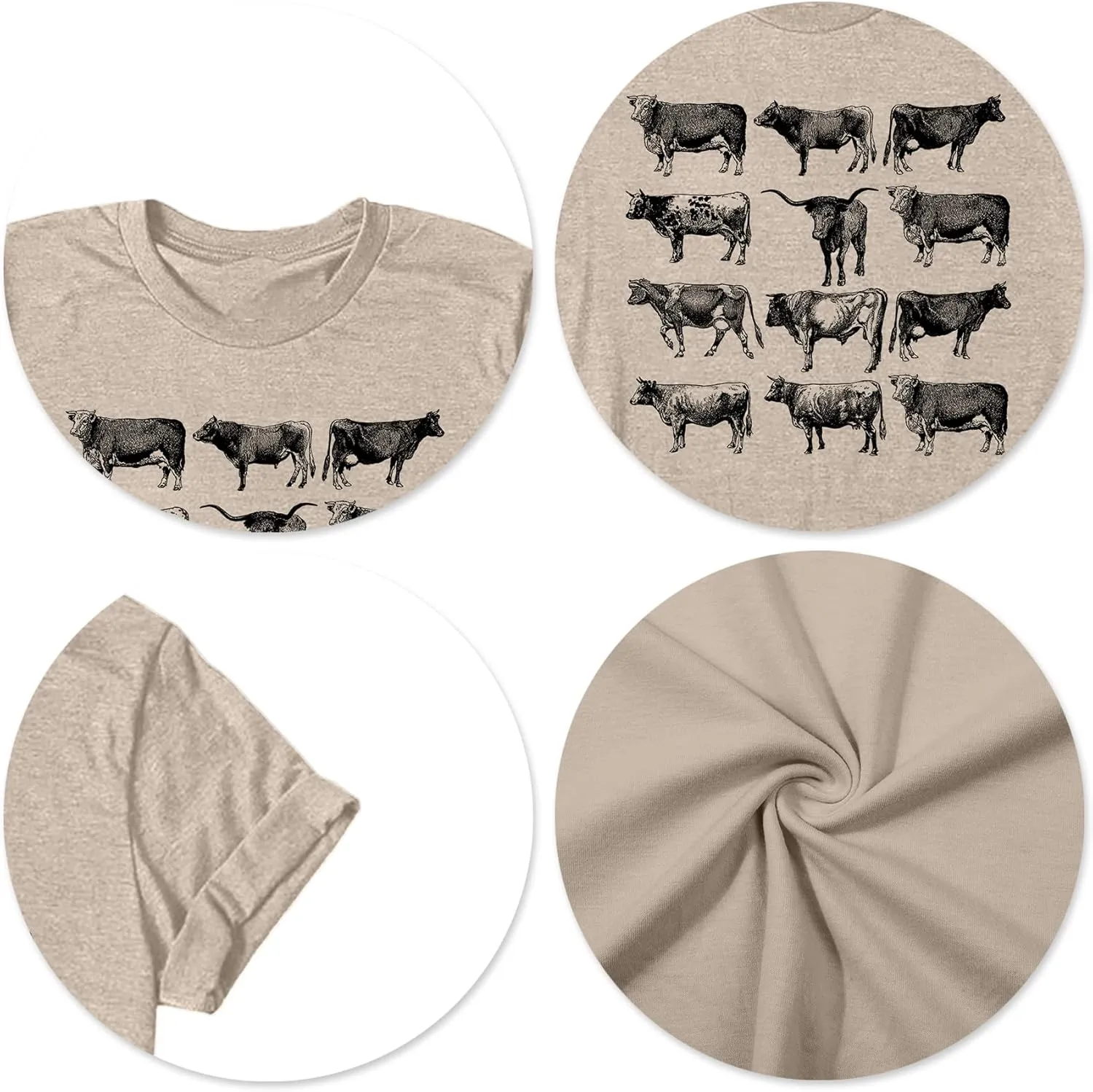 Cow Shirts Women Cattle Cowgirl T-Shirt Funny Animal Graphic Tee Vintage Western T Shirt Farm Life Tops