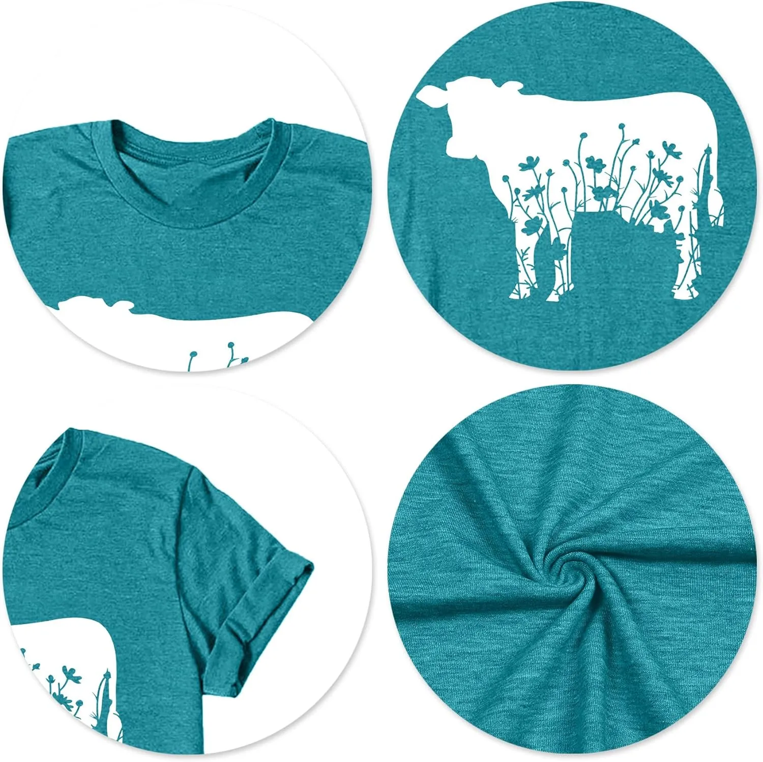 Cow Shirts Women Cattle Cowgirl T-Shirt Funny Animal Graphic Tee Vintage Western T Shirt Farm Life Tops