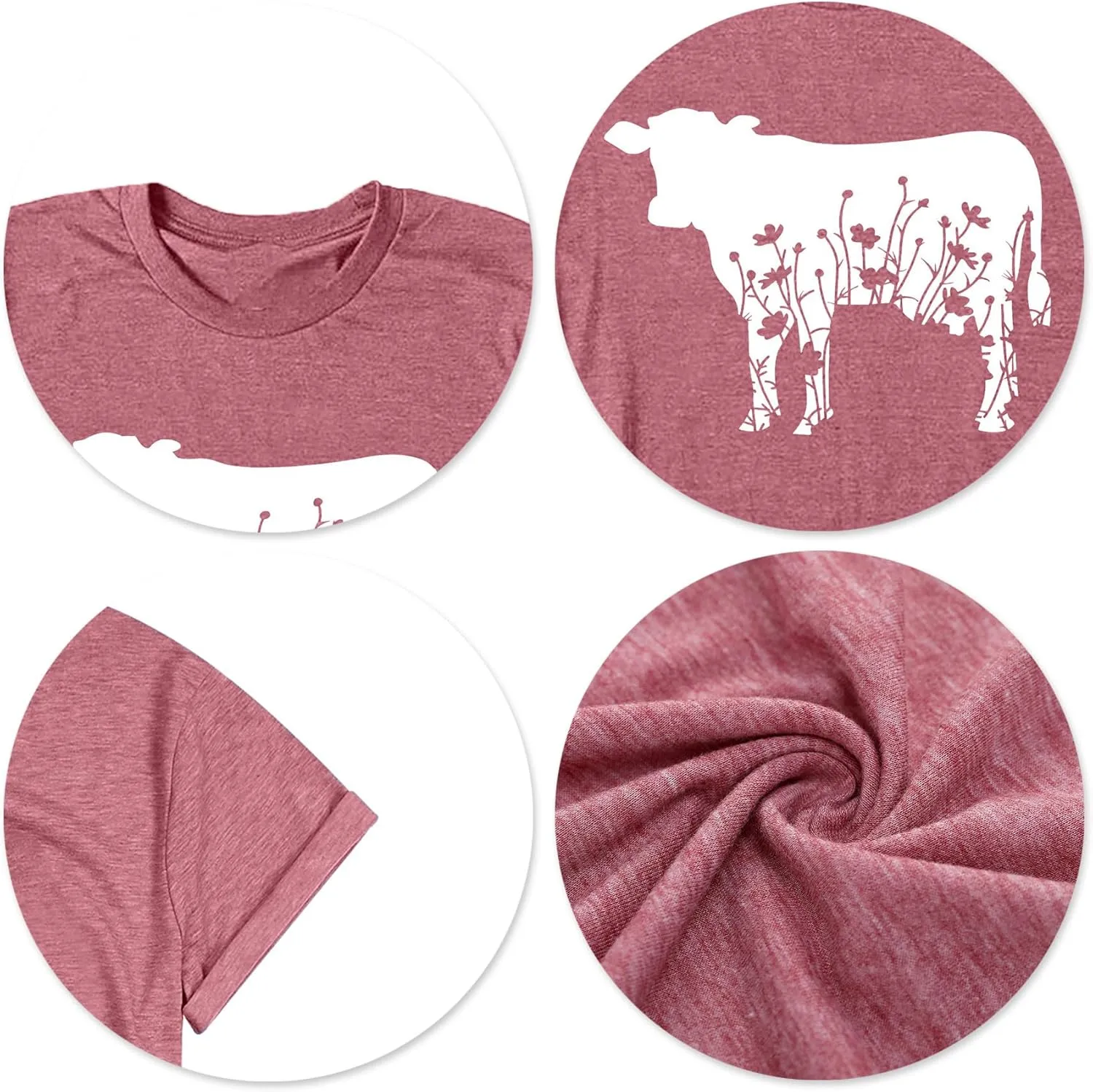 Cow Shirts Women Cattle Cowgirl T-Shirt Funny Animal Graphic Tee Vintage Western T Shirt Farm Life Tops
