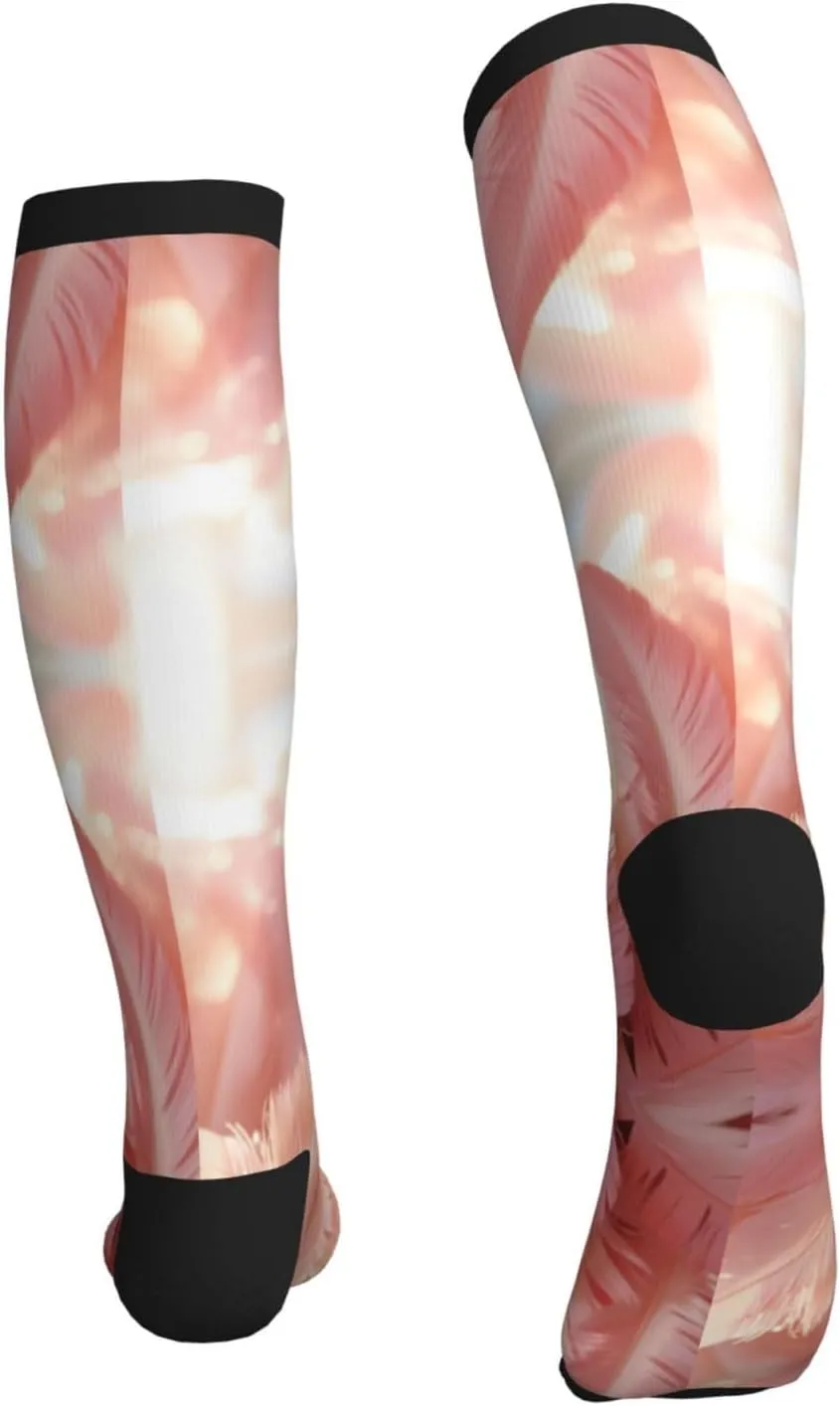 Dancing Feather Print Circulation Compression Socks For Plantar Fasciitis Edema And Post Surgery