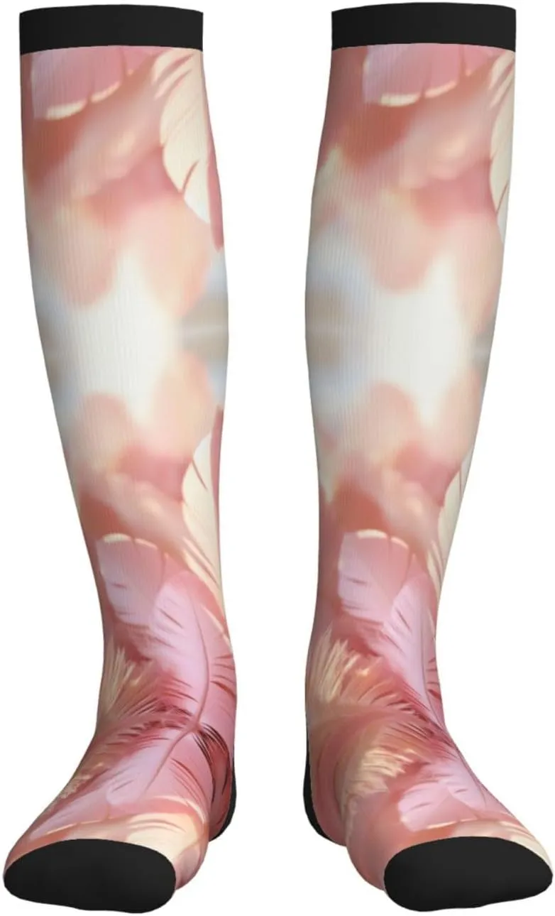 Dancing Feather Print Circulation Compression Socks For Plantar Fasciitis Edema And Post Surgery