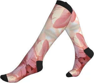 Dancing Feather Print Circulation Compression Socks For Plantar Fasciitis Edema And Post Surgery