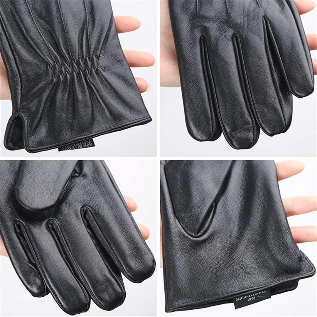 Driving Thin Soft Mens Leather Gloves, Warm Winter Gloves Leather Men's,Black Gloves Male Winter,Leather Men's Gloves