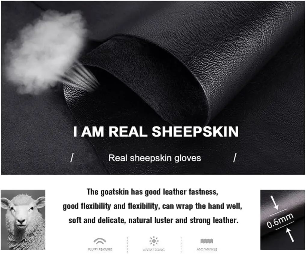 Driving Thin Soft Mens Leather Gloves, Warm Winter Gloves Leather Men's,Black Gloves Male Winter,Leather Men's Gloves