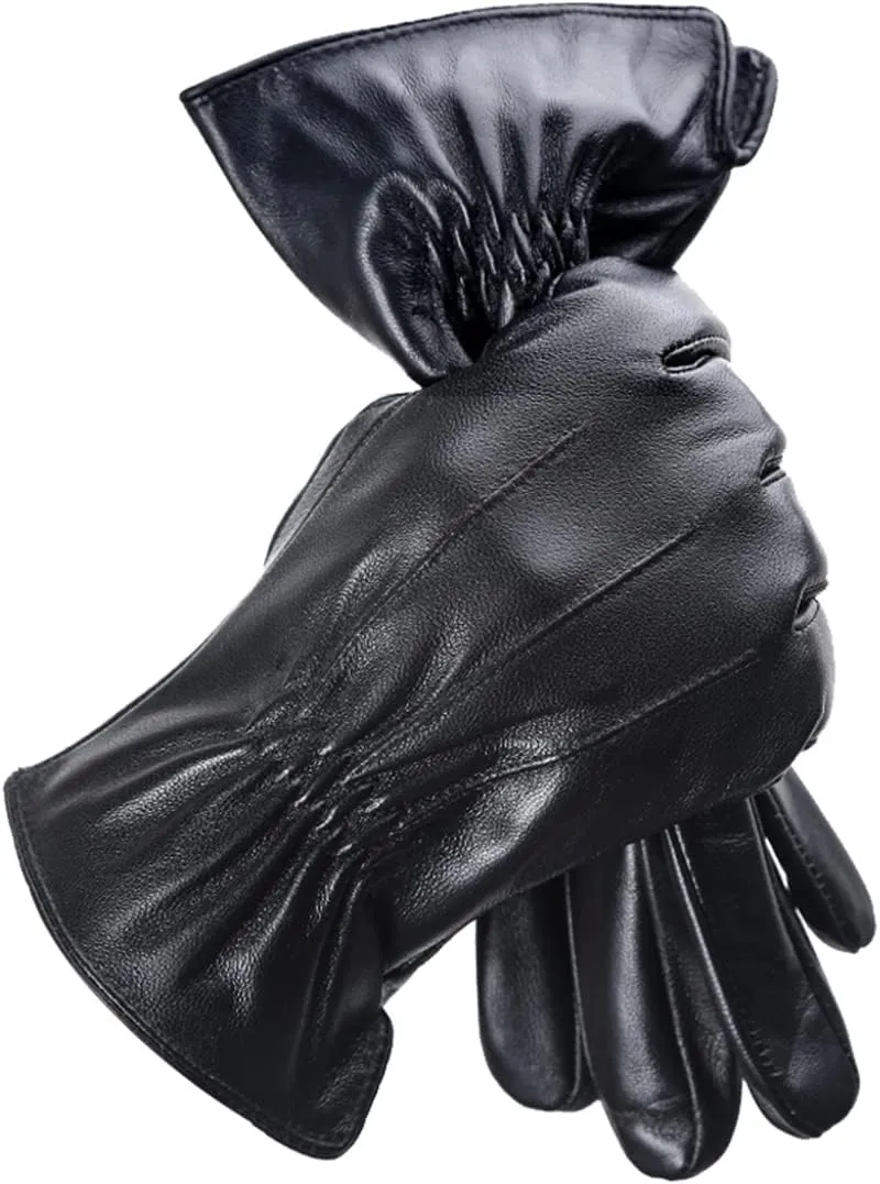 Driving Thin Soft Mens Leather Gloves, Warm Winter Gloves Leather Men's,Black Gloves Male Winter,Leather Men's Gloves