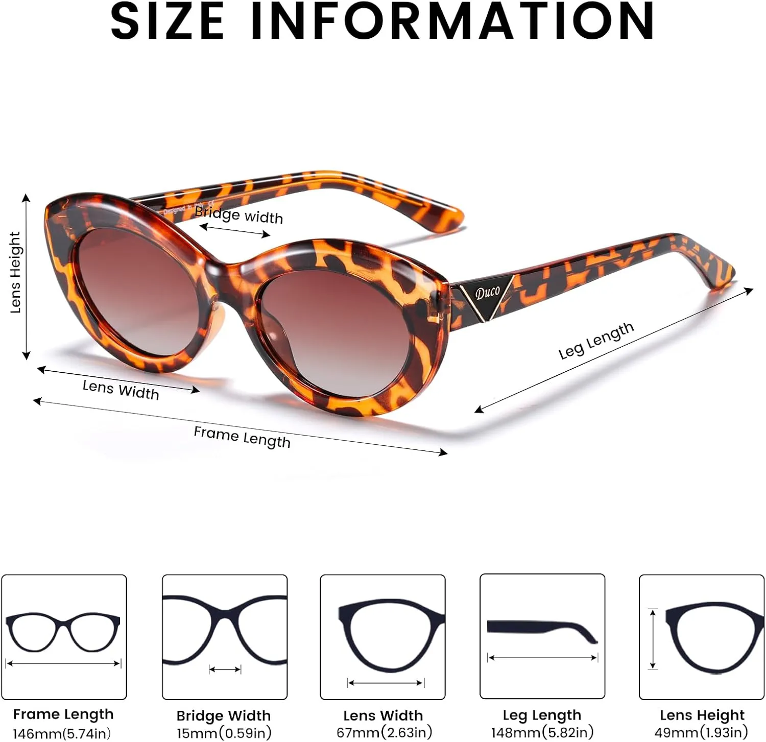 DUCO Cat Eye Sun Glass Retro Oval Sunglasses for Women Clout Glasses Vintage Polarized UV 400 Protection 1223