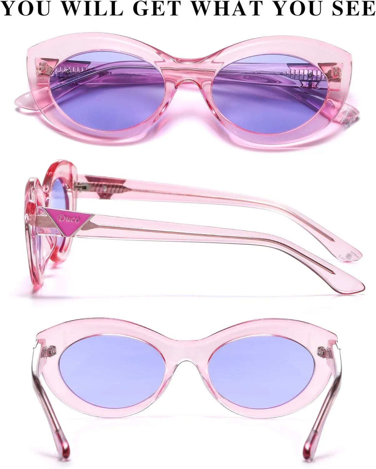 DUCO Cat Eye Sun Glass Retro Oval Sunglasses for Women Clout Glasses Vintage Polarized UV 400 Protection 1223