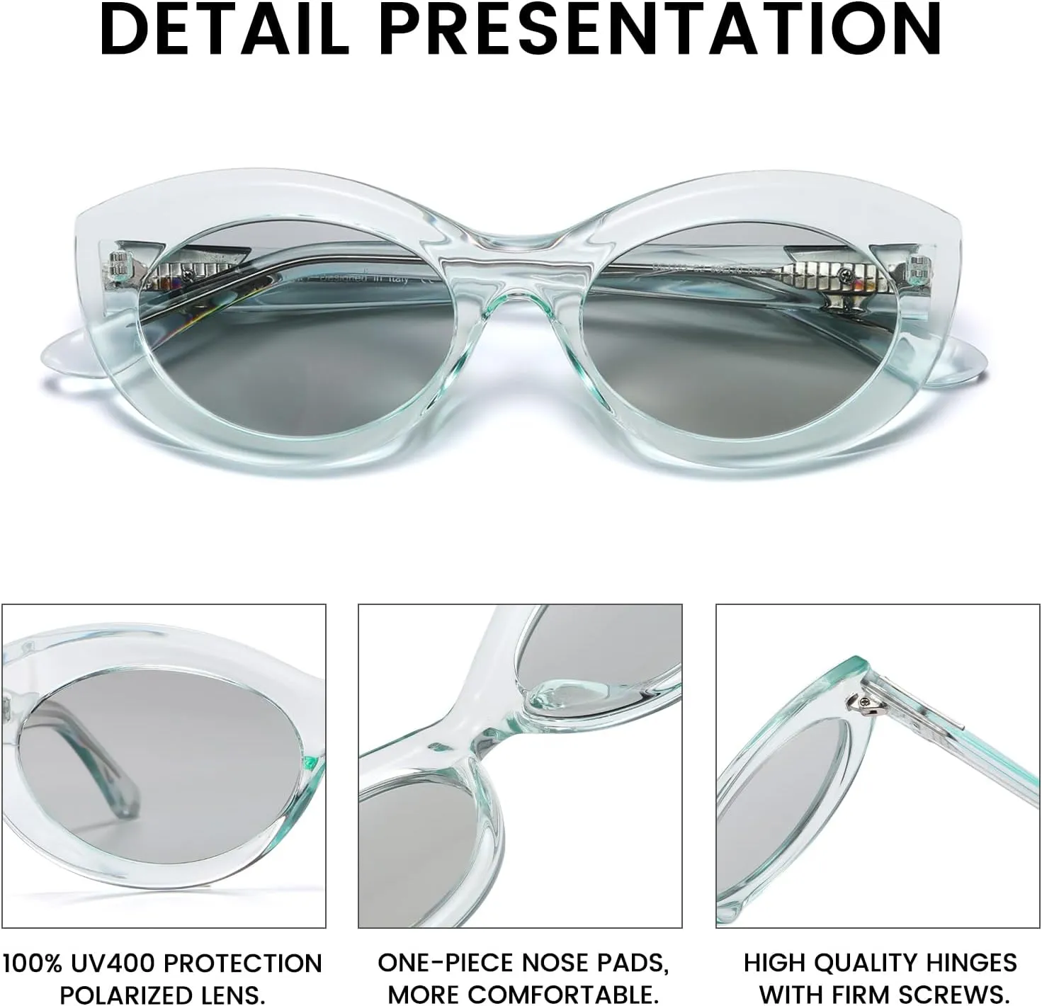 DUCO Cat Eye Sun Glass Retro Oval Sunglasses for Women Clout Glasses Vintage Polarized UV 400 Protection 1223