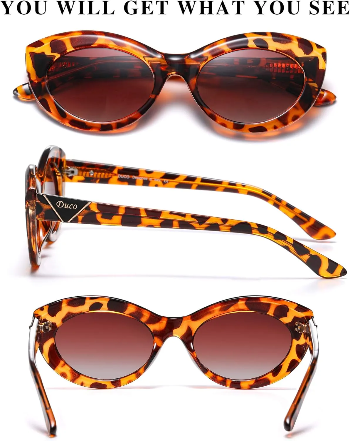 DUCO Cat Eye Sun Glass Retro Oval Sunglasses for Women Clout Glasses Vintage Polarized UV 400 Protection 1223