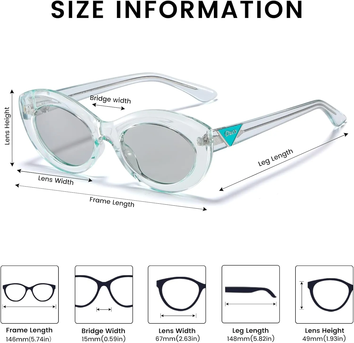 DUCO Cat Eye Sun Glass Retro Oval Sunglasses for Women Clout Glasses Vintage Polarized UV 400 Protection 1223