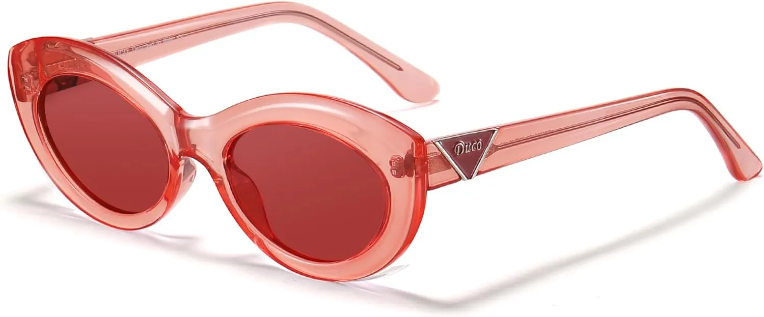 DUCO Cat Eye Sun Glass Retro Oval Sunglasses for Women Clout Glasses Vintage Polarized UV 400 Protection 1223