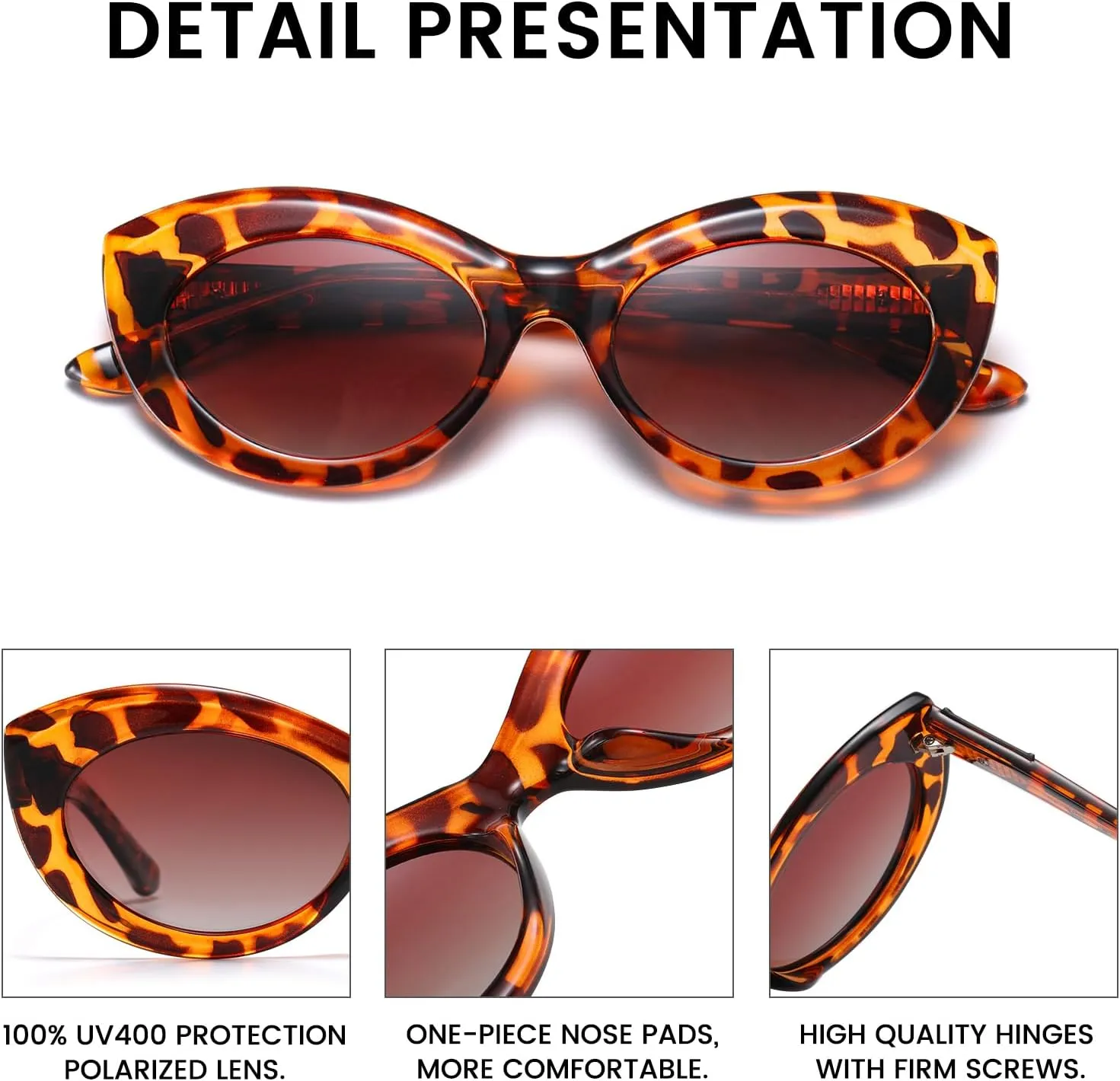 DUCO Cat Eye Sun Glass Retro Oval Sunglasses for Women Clout Glasses Vintage Polarized UV 400 Protection 1223