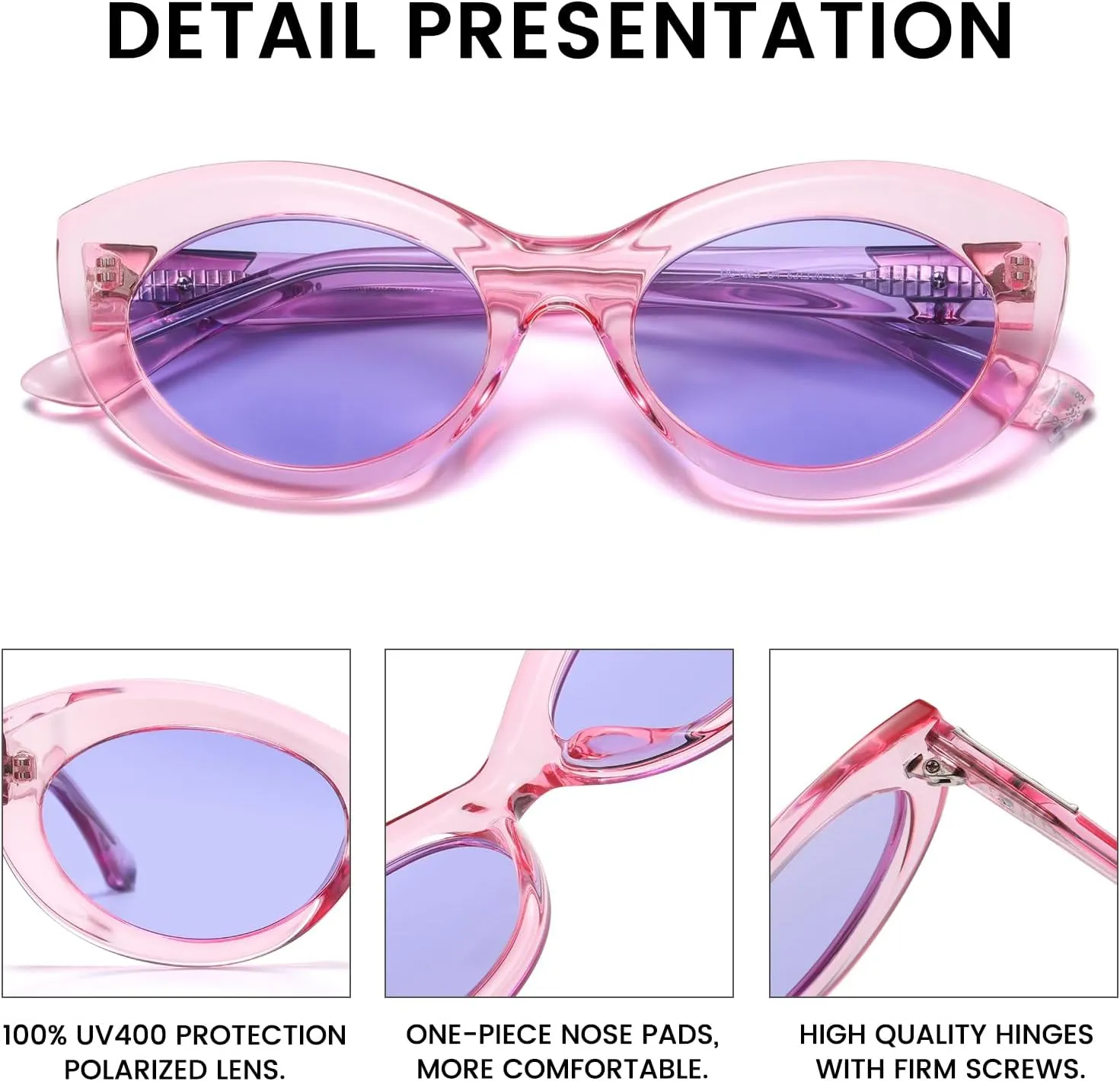 DUCO Cat Eye Sun Glass Retro Oval Sunglasses for Women Clout Glasses Vintage Polarized UV 400 Protection 1223