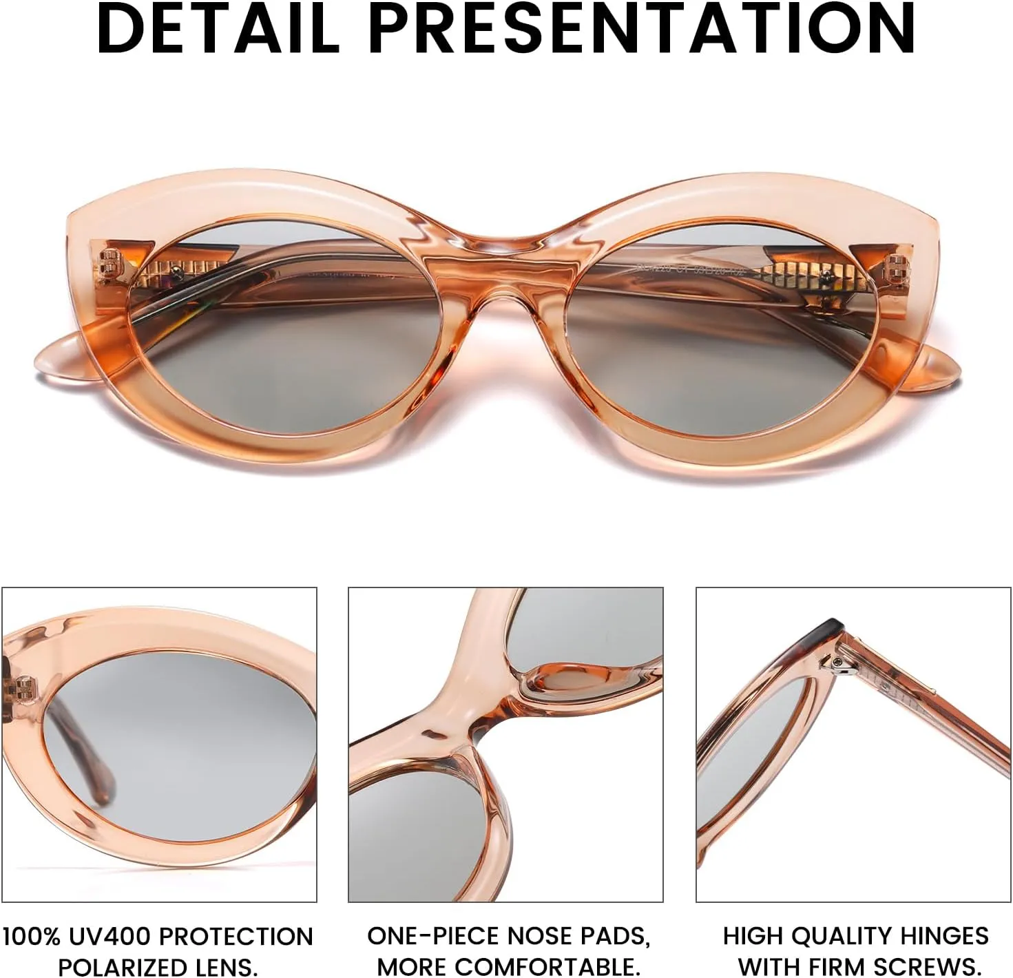 DUCO Cat Eye Sun Glass Retro Oval Sunglasses for Women Clout Glasses Vintage Polarized UV 400 Protection 1223