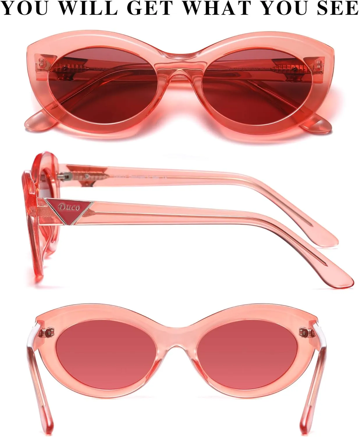 DUCO Cat Eye Sun Glass Retro Oval Sunglasses for Women Clout Glasses Vintage Polarized UV 400 Protection 1223