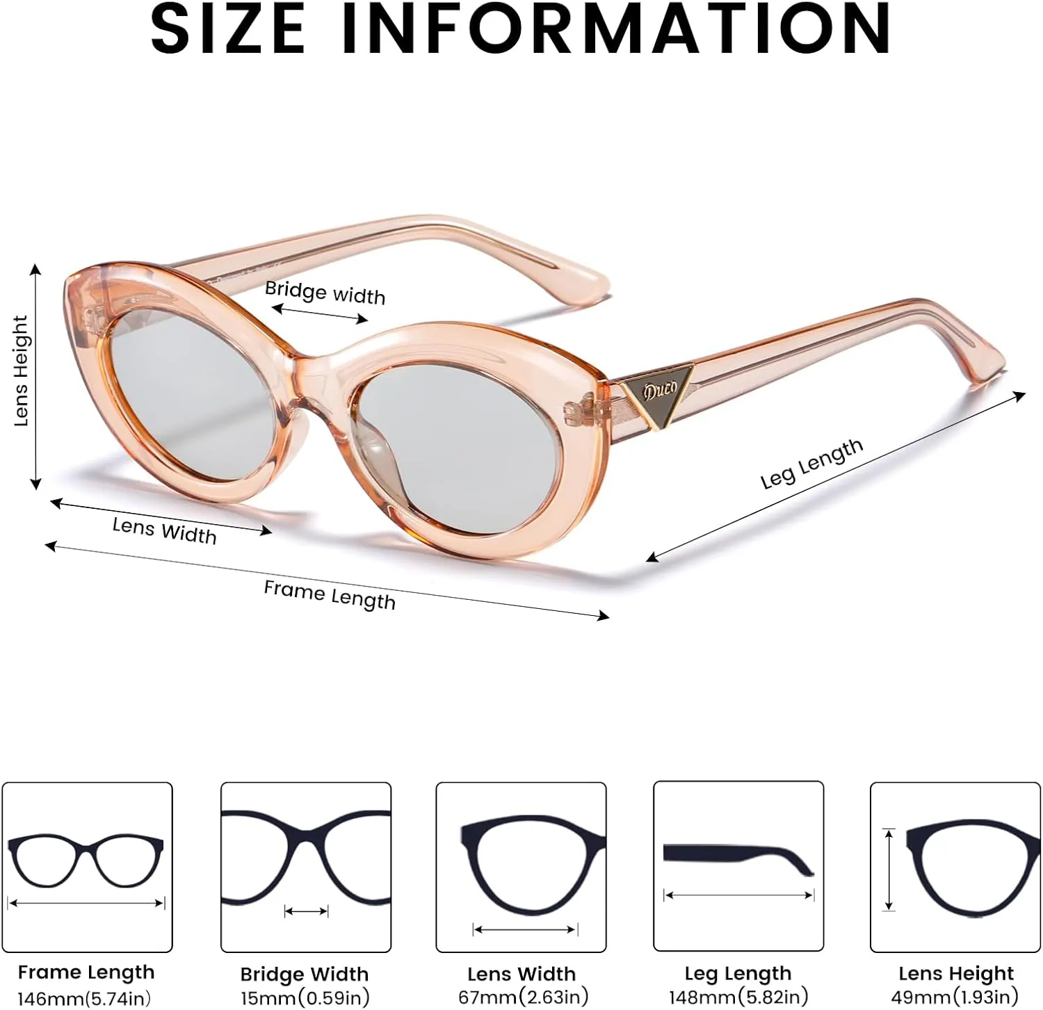 DUCO Cat Eye Sun Glass Retro Oval Sunglasses for Women Clout Glasses Vintage Polarized UV 400 Protection 1223