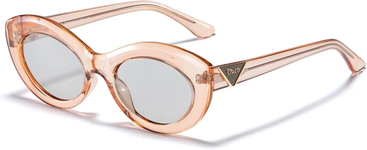 DUCO Cat Eye Sun Glass Retro Oval Sunglasses for Women Clout Glasses Vintage Polarized UV 400 Protection 1223