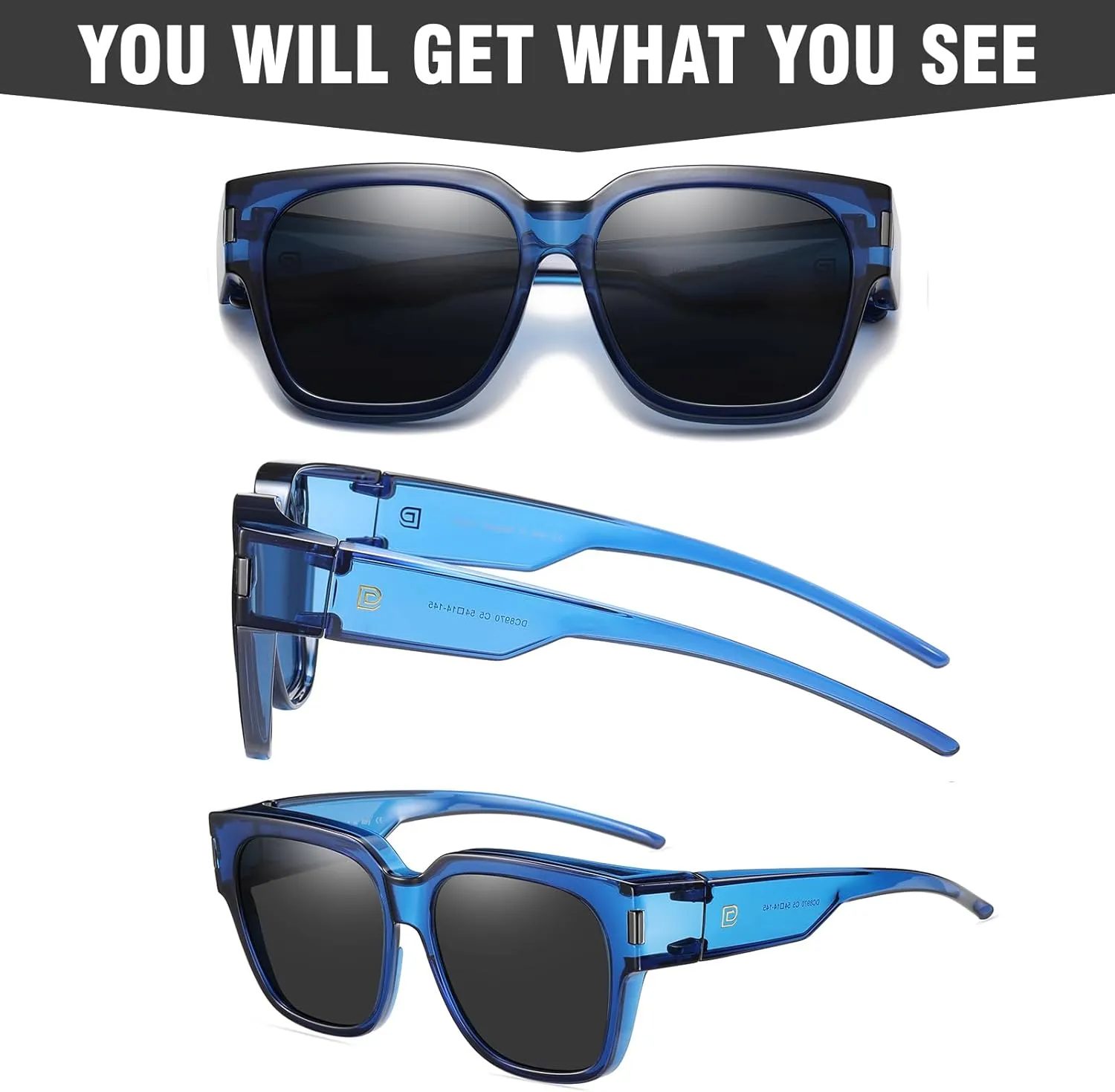 DUCO Fit Over Sunglasses Wraparound Sunglasses Polarized Over Glasses Sunglasses For Men Women UV Protection DC8970