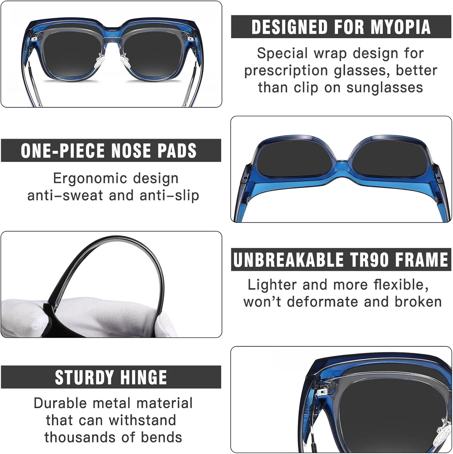 DUCO Fit Over Sunglasses Wraparound Sunglasses Polarized Over Glasses Sunglasses For Men Women UV Protection DC8970