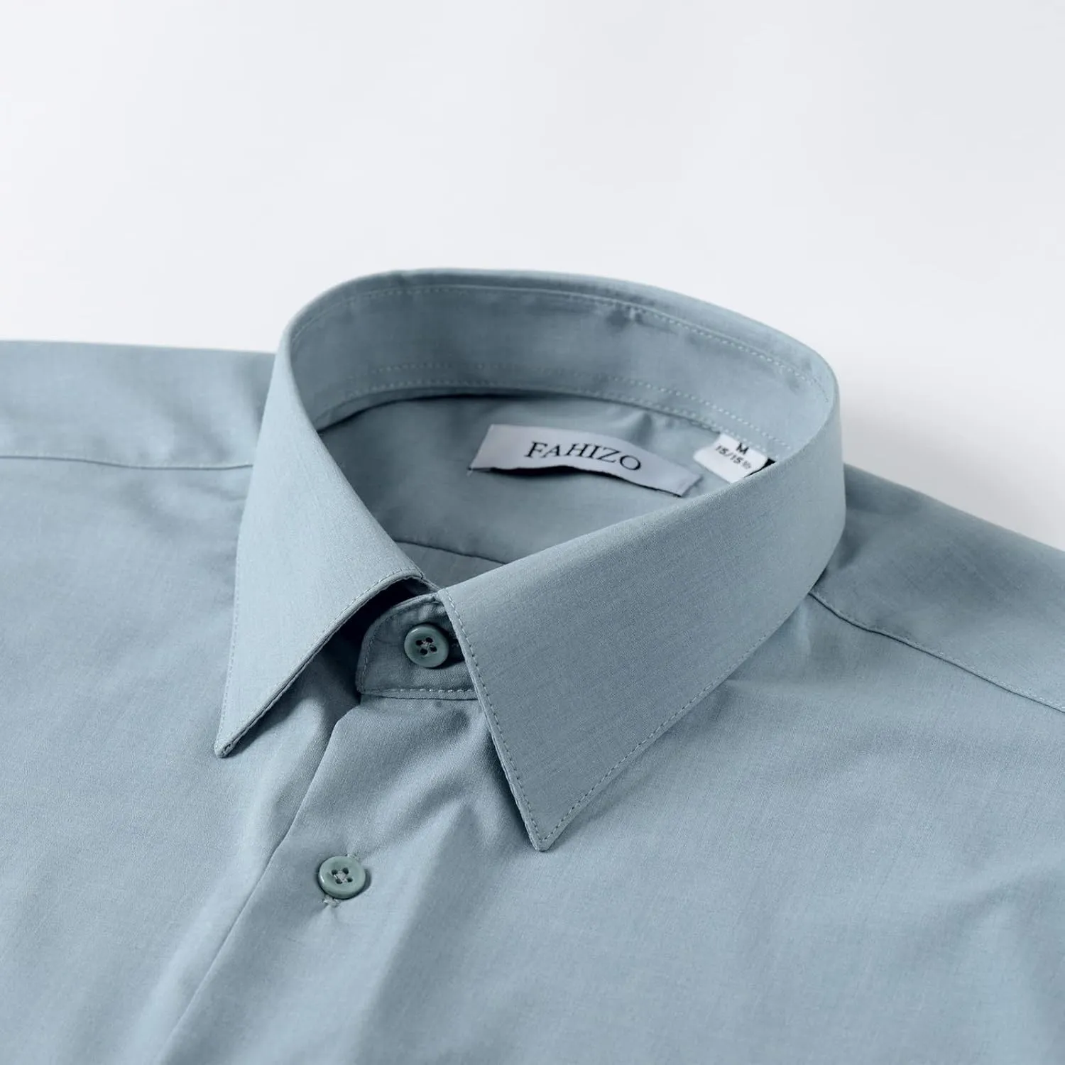FAHIZO Men's Dress Shirt Casual Regular Fit Stretch Soild Long Sleeve Button Up Shirts