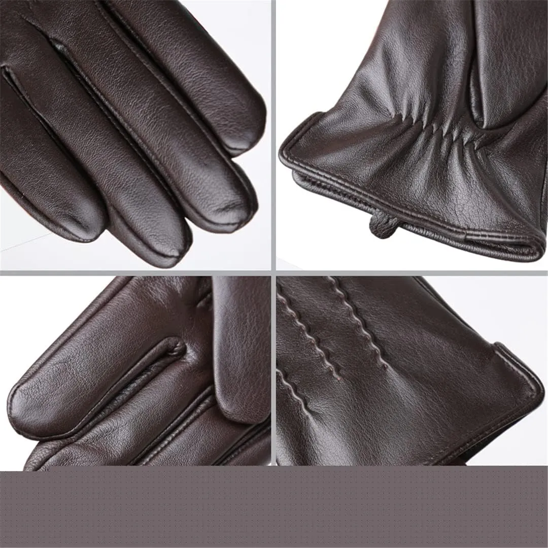 Fashion Winter Lambskin Men's Gloves Motorcycle Driving Leather Gloves Outdoor Simple Men's Leather Gloves