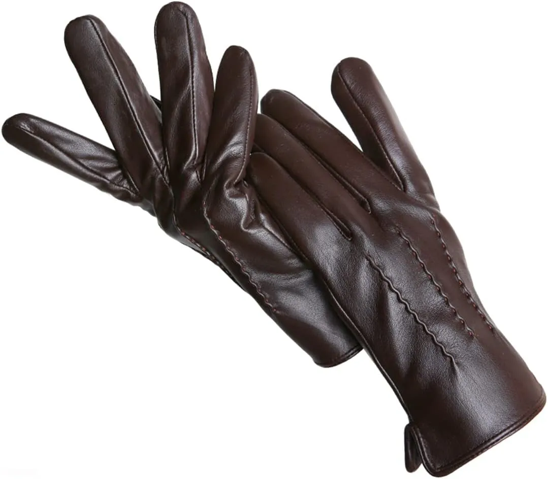 Fashion Winter Lambskin Men's Gloves Motorcycle Driving Leather Gloves Outdoor Simple Men's Leather Gloves