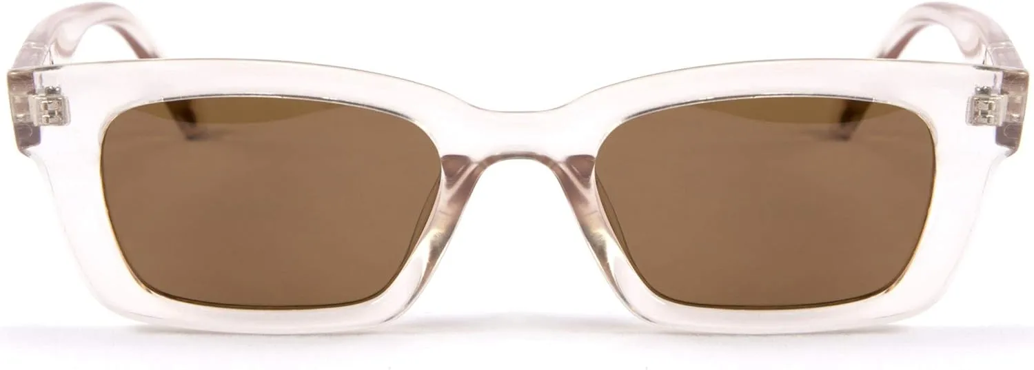 FEISEDY Retro Rectangular Polarized Sunglasses 90's Vintage Frame UV400 Protection for Women Men B2677