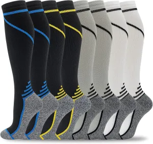 fenglaoda 8 Pairs Compression Socks for Men & Women 20-30 mmHg Knee High Nurse Pregnant Running Medical and Travel Athletic