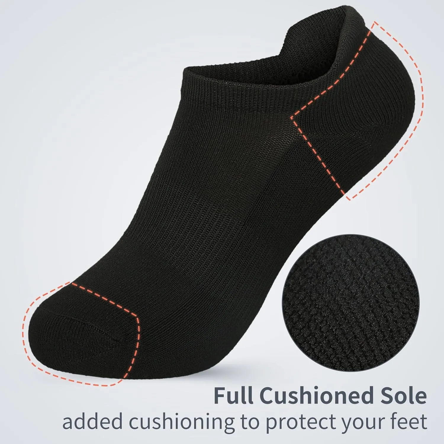 FGZ No Show Socks Women Men Low Socks Heel Tab Athletic Running Non Slip 5 Pairs