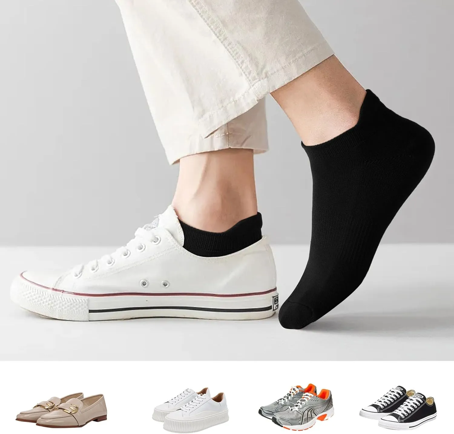 FGZ No Show Socks Women Men Low Socks Heel Tab Athletic Running Non Slip 5 Pairs