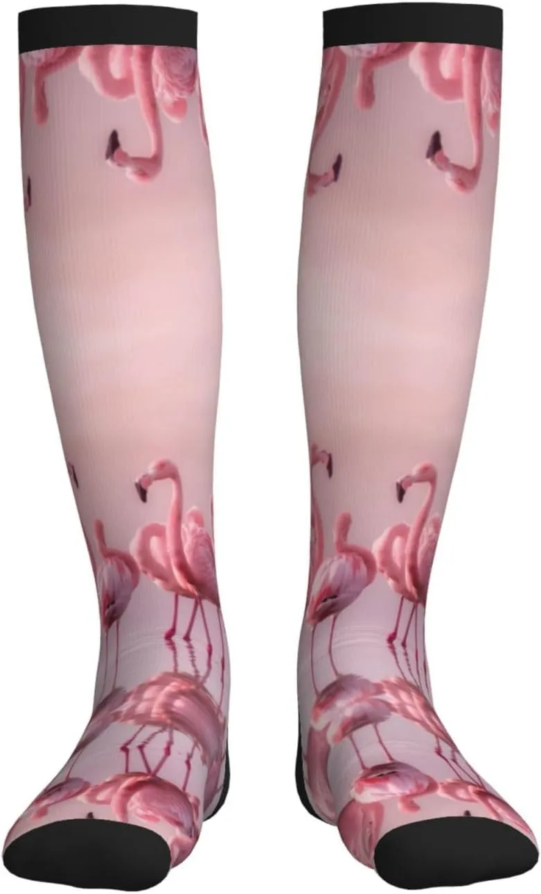 flamingos1 Print Circulation Compression Socks For Plantar Fasciitis Edema And Post Surgery